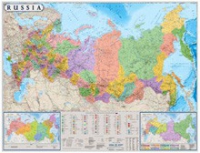 Настенная политико-административная карта Россия на английском языке - «globural.ru» - Краснотурьинск